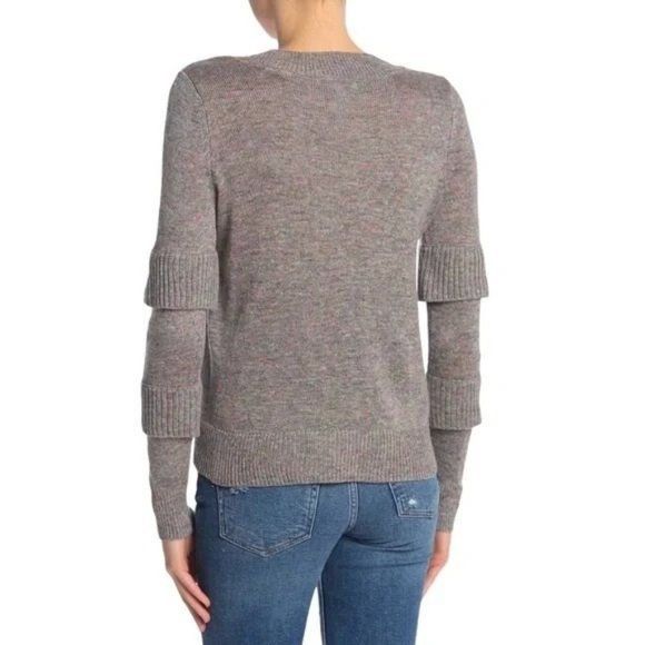 DESIGN HISTORY Speckled Ruffle Sleeve Sweater V-Neck - NWT - Large - Picture 2 of 2